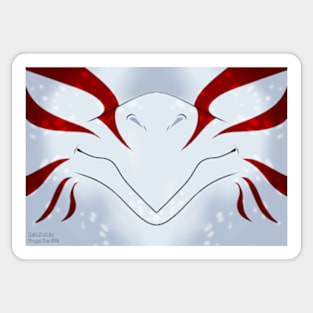 White with Red Stripes Dragon Mask Sticker